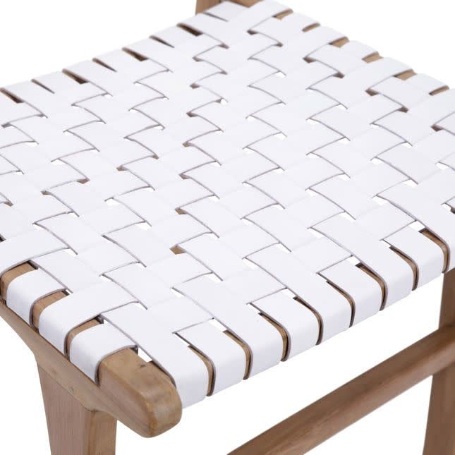 Leather Strap  Dining Chair-White-21x21x33