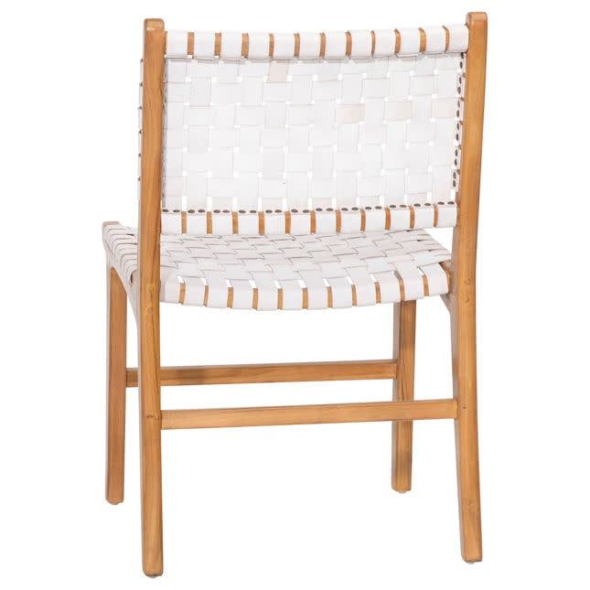 Leather Strap  Dining Chair-White-21x21x33