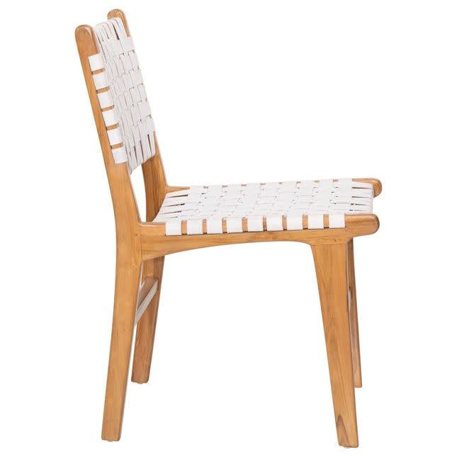 Leather Strap  Dining Chair-White-21x21x33