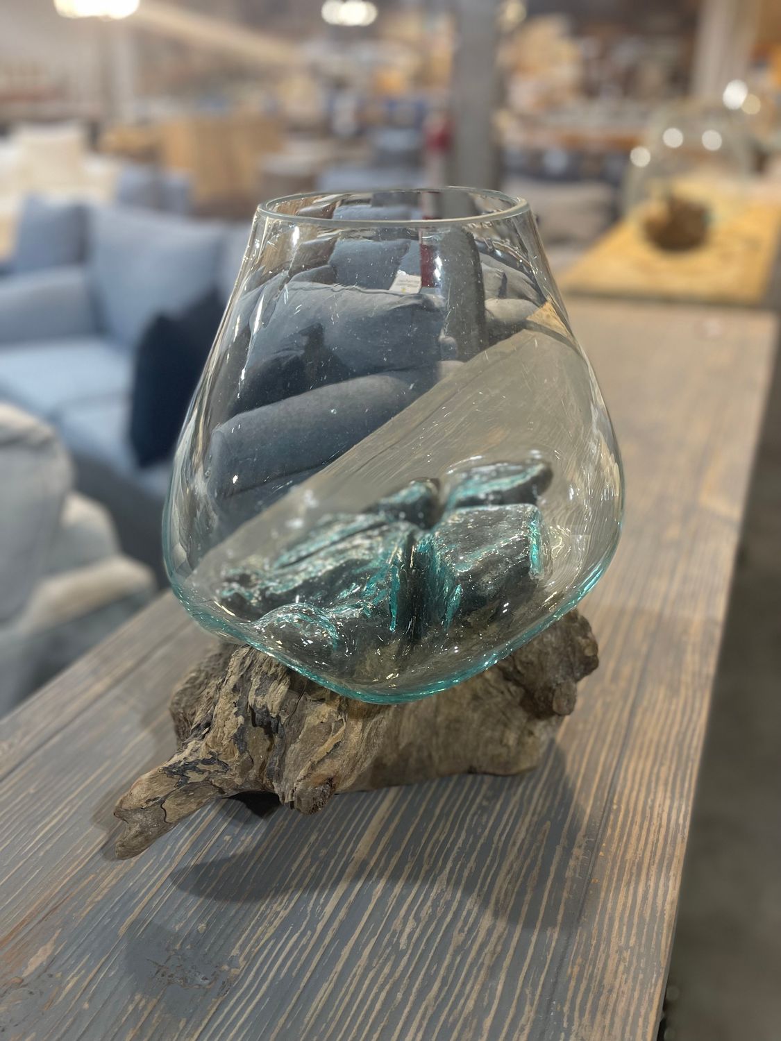 Glass Bowl on Wooden Stand Varies in size