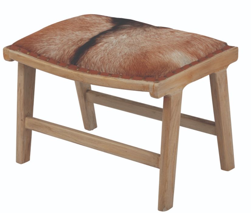Organic Hairon Leather Ottoman-24x16x18
