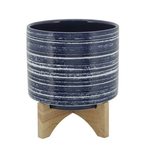 Ceramic Planter W/ Stand-10&quot;-Blue