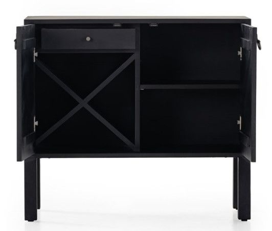 Isador Bar Cabinet-Black Wash Poplar-36x19x32 Clearance! No other Disc.