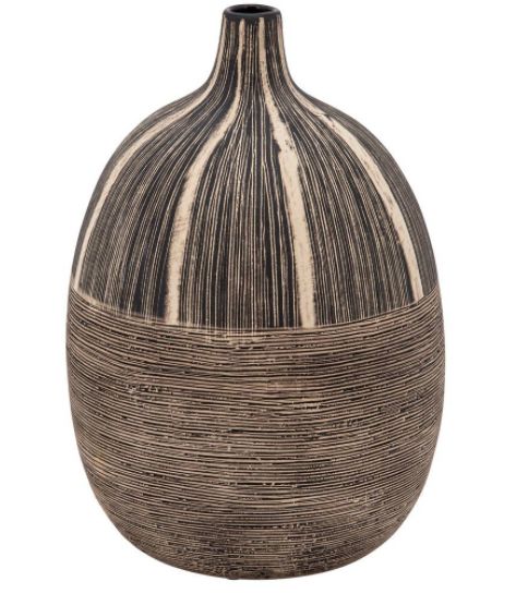 Tribal Vase 10&quot;H-Brown