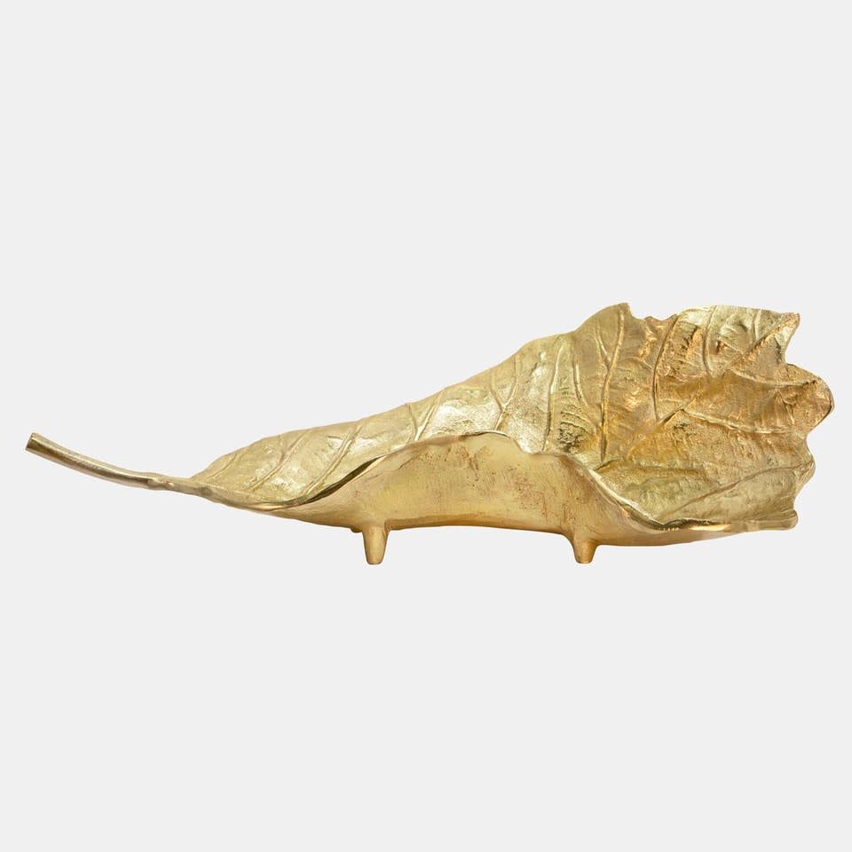 Metal Leaf Platter-Gold-21&quot;