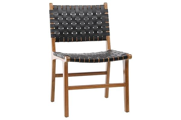 Dale Dining Chair NAT W BLK LEATHER -21x24x33