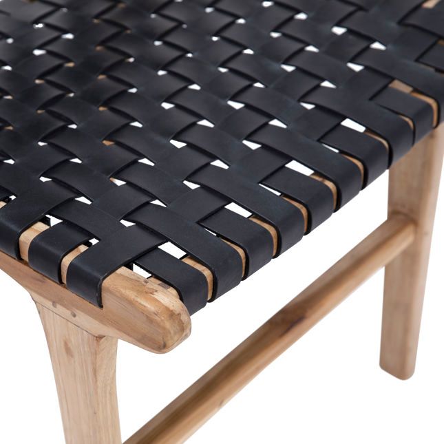 Dale Dining Chair NAT W BLK LEATHER -21x24x33