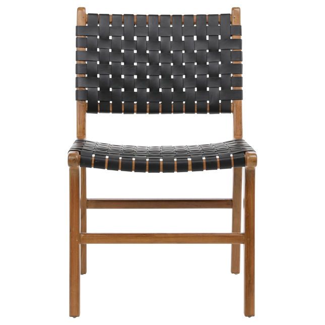 Dale Dining Chair NAT W BLK LEATHER -21x24x33