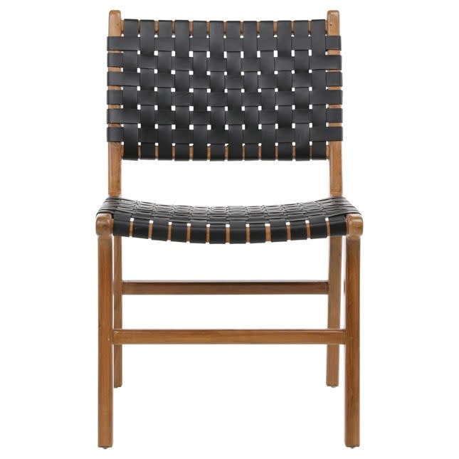 Dale Dining Chair NAT W BLK LEATHER -21x24x33
