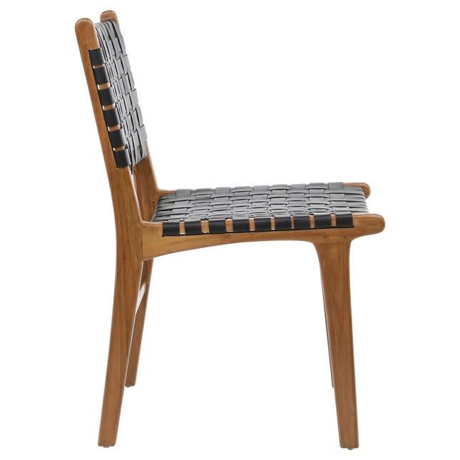 Dale Dining Chair NAT W BLK LEATHER -21x24x33