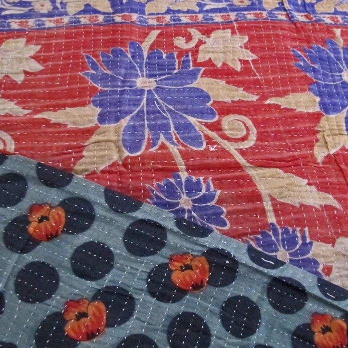 Vintage Kantha- Approx 36 - 40&quot; x 79-80&quot;