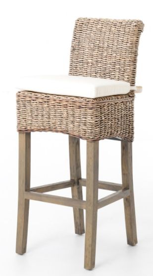 Twisted Leaf Counter Stool-Grey- 17x20.5x38
