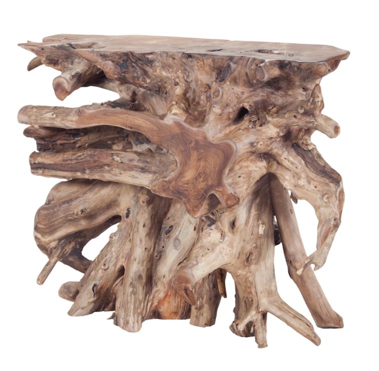 Teak Slice Console Table 36x13x31