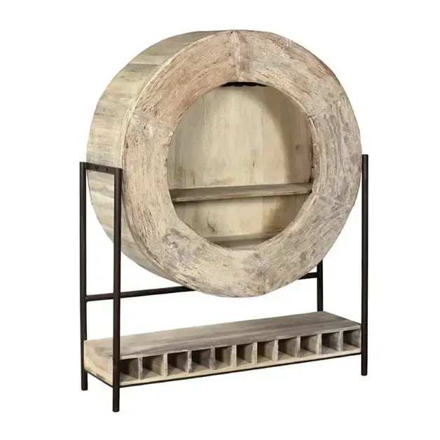 Alta Wheel Bar Cabinet-Bleached White 52&quot;x16.5&quot;x67&quot;