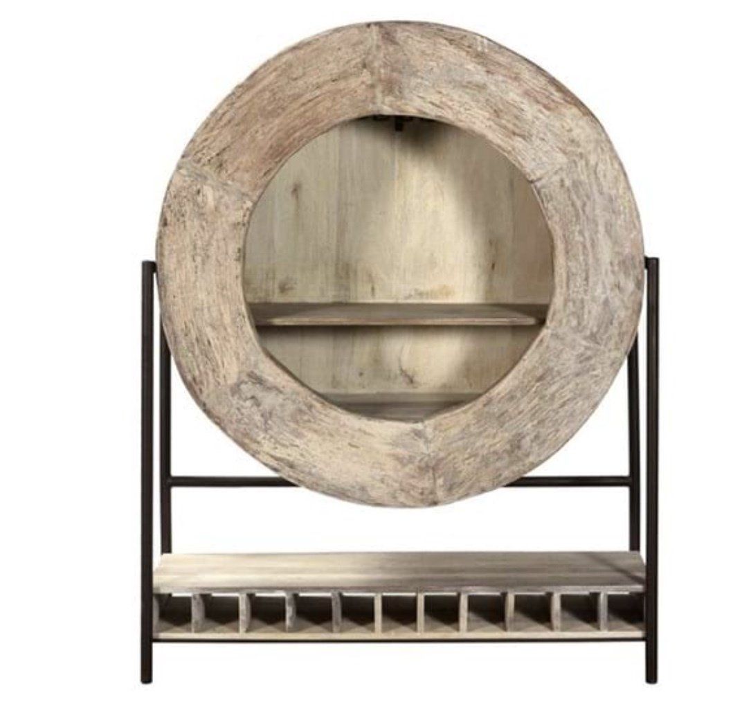 Alta Wheel Bar Cabinet-Bleached White 52&quot;x16.5&quot;x67&quot;