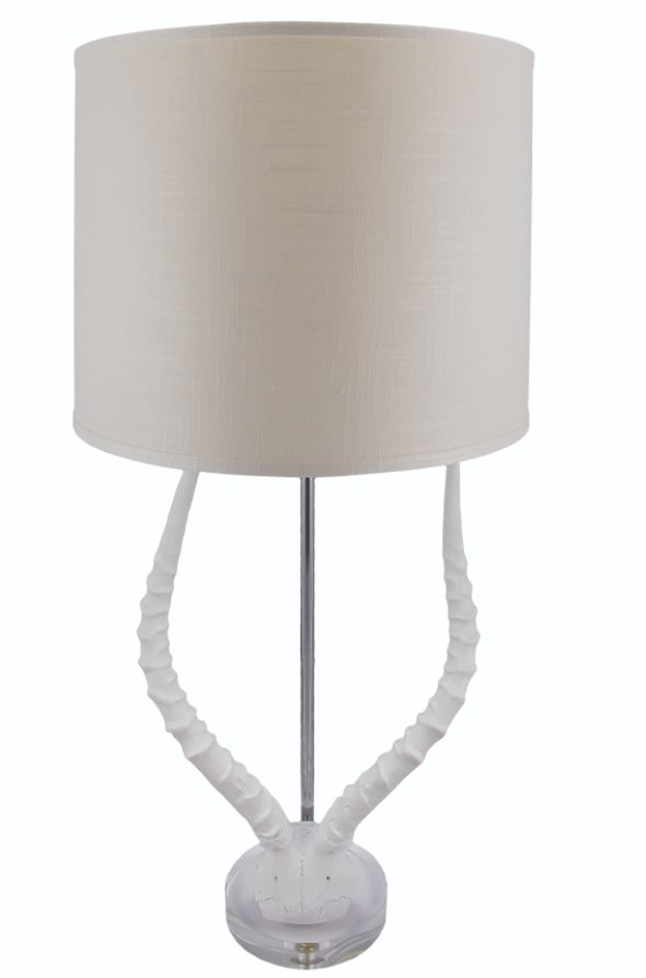 Faux Horn Table Lamp-White 13x13x31