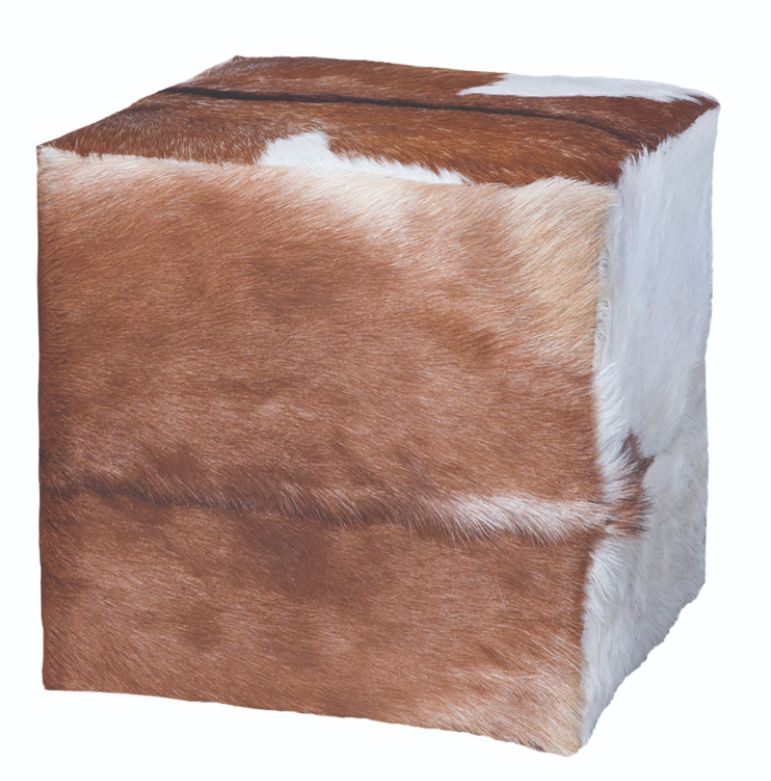 Goat Hyde Ottoman-18x18x18