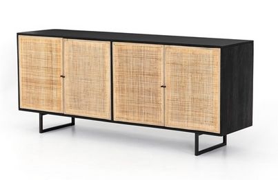 Cali Sideboard-Black w cane-72x18x31