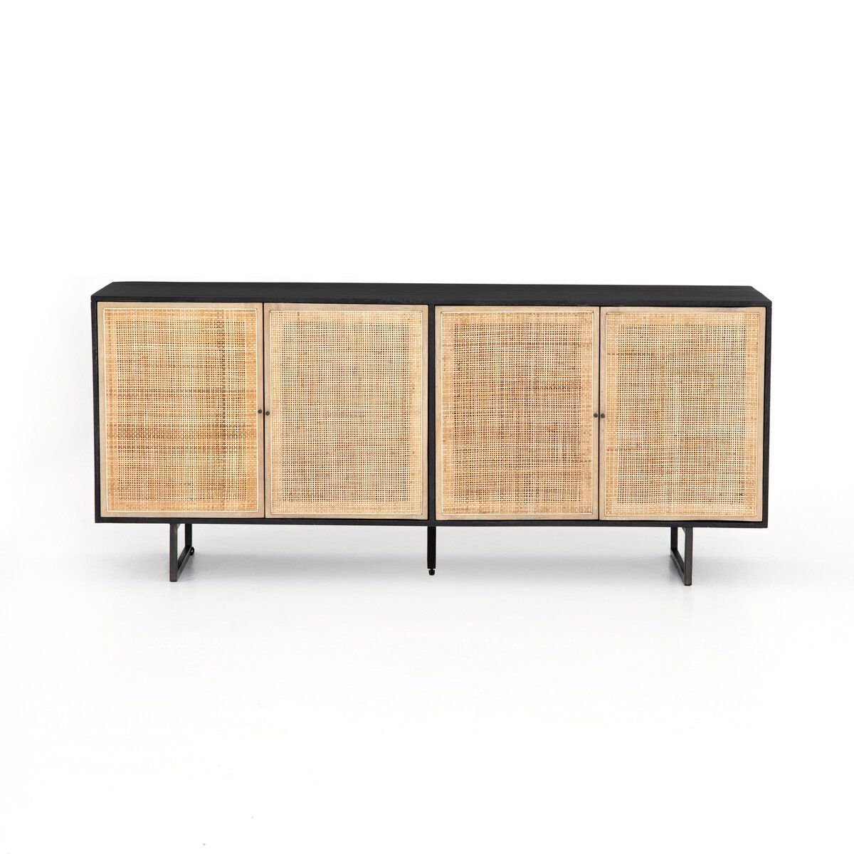 Cali Sideboard-Black w cane-72x18x31