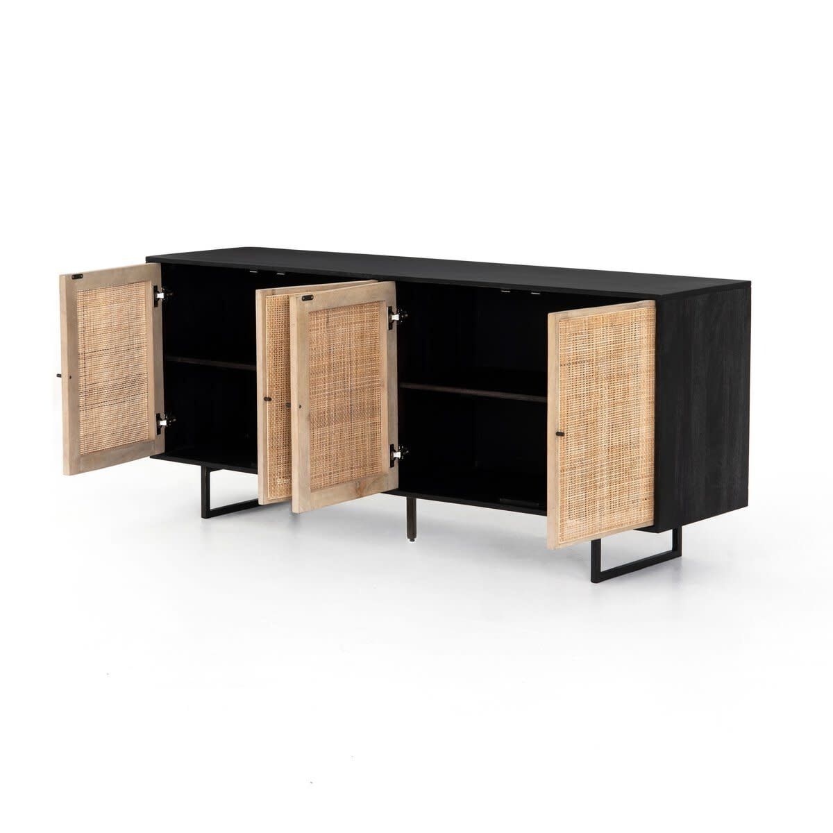 Cali Sideboard-Black w cane-72x18x31