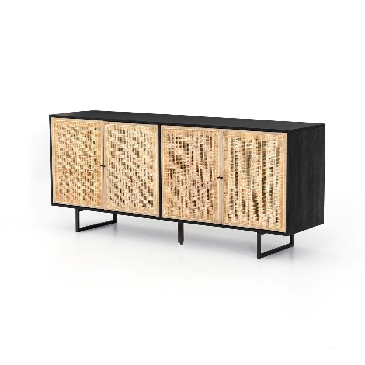 Cali Sideboard-Black w cane-72x18x31