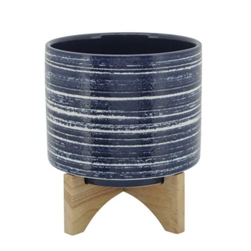 Ceramic Planter on Stand-8&quot;-Blue