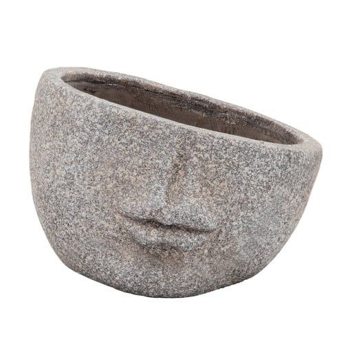Resin Half Face Planter-Gray 8&quot;