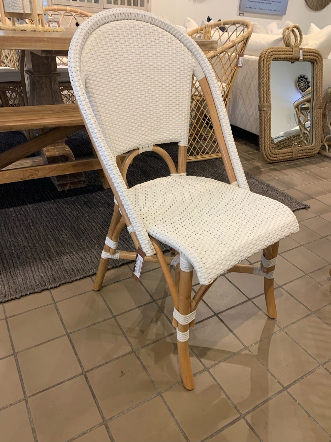 Maison Bistro Side Chair-Natural/White-19x21x 35.5