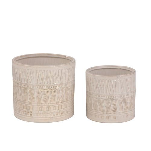 Ceramic Planters S/2-White