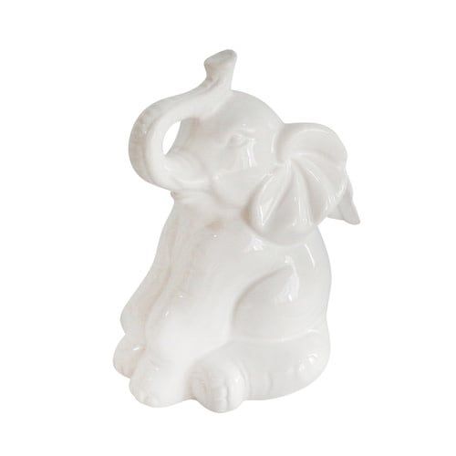 Ceramic Angel Elephant Figurine, White 5.5x4.5x7