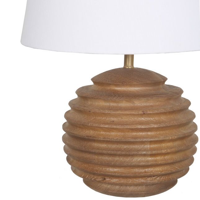 Wood Table Lamp-W18 x: 18 D x 20.5H Shade: 17.75"W × 17.75"D × 9.00"H | Base: 11.50"W × 11.50"D × 11.00"H