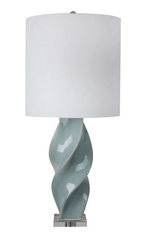 Ceramic 38&quot; Twist Table Lamp-Mint Blue