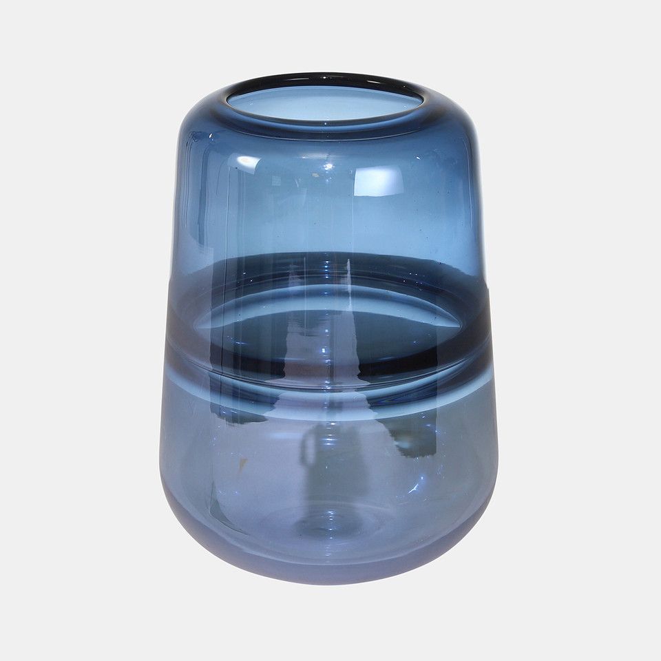 Glass Handmade Vase-Blue-9&quot;