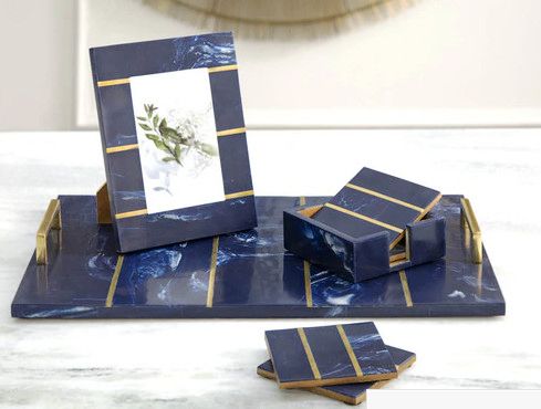 Resin Blue Coasters S/4