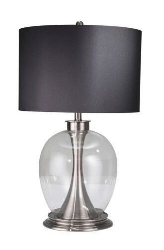 Metal Table Lamp W/ Clear Glass Ball-Silver-28&quot;