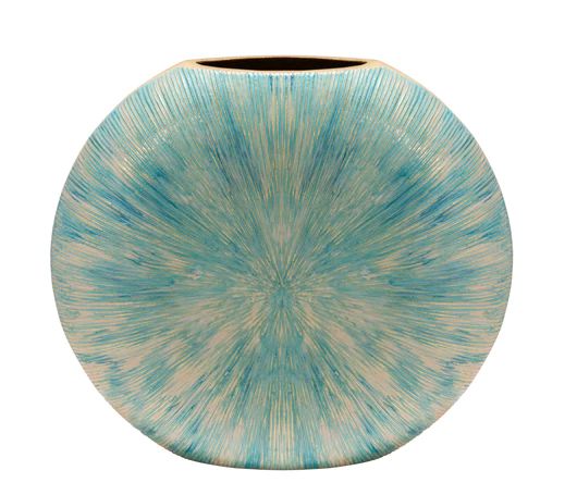 Decorative Metal Vase-Turquoise-14&quot;