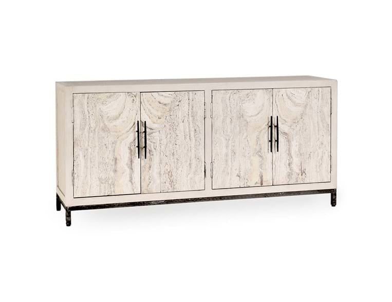 Lisbon Reclaimed Pine 4Dr Cabinet Cream 76x20x36