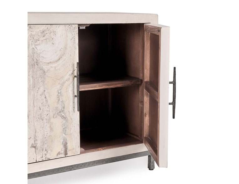 Lisbon Reclaimed Pine 4Dr Cabinet Cream 76x20x36