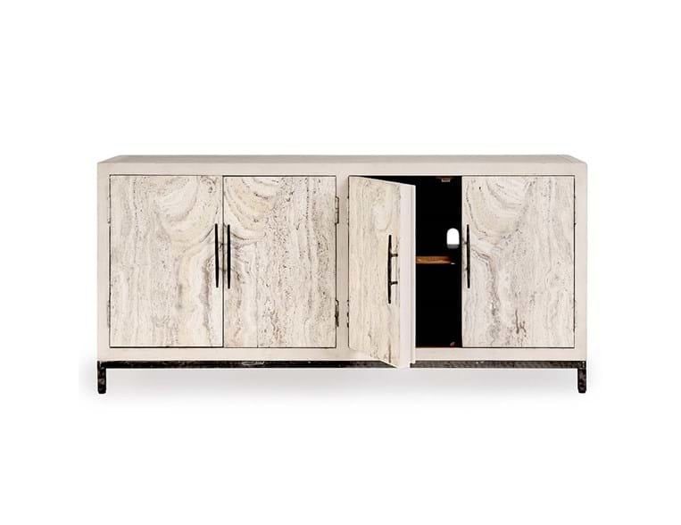 Lisbon Reclaimed Pine 4Dr Cabinet Cream 76x20x36