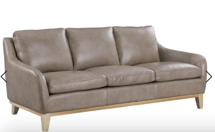 Leather Sofa Sandy Brown W-84 in x D-36 in x H-37 in