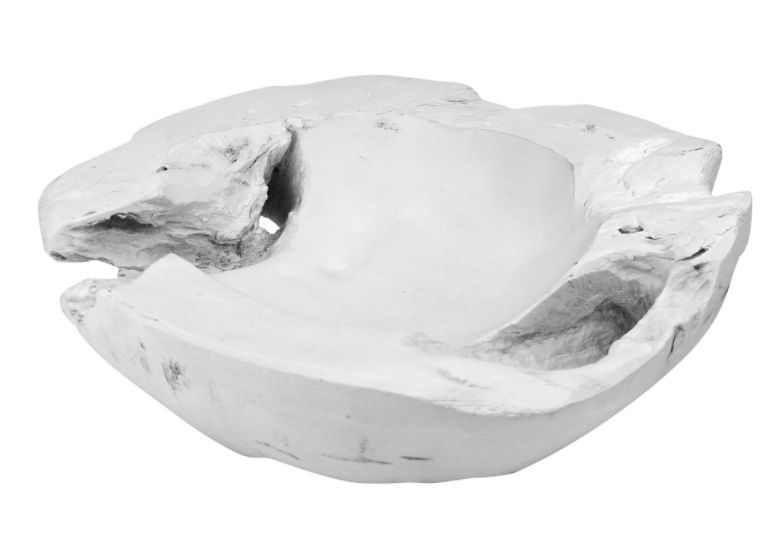 Teak Root Bowl, White