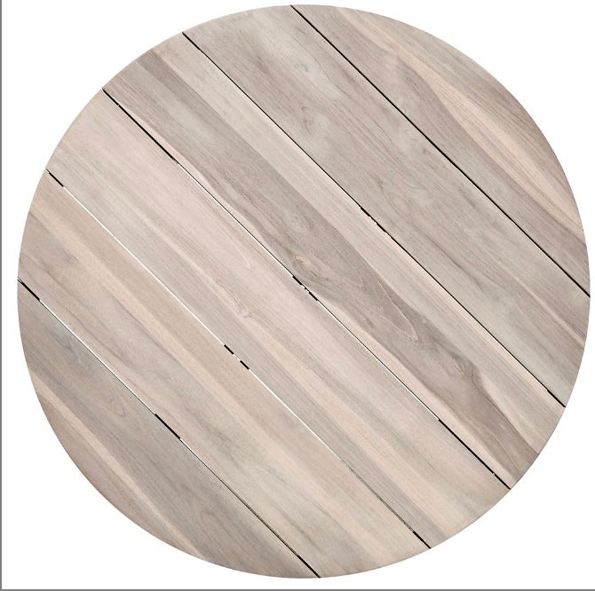 Don 39&quot; Outdoor Round Coffee Table Natural White Wash 39.4 W X 39.4 D X 15.8 H