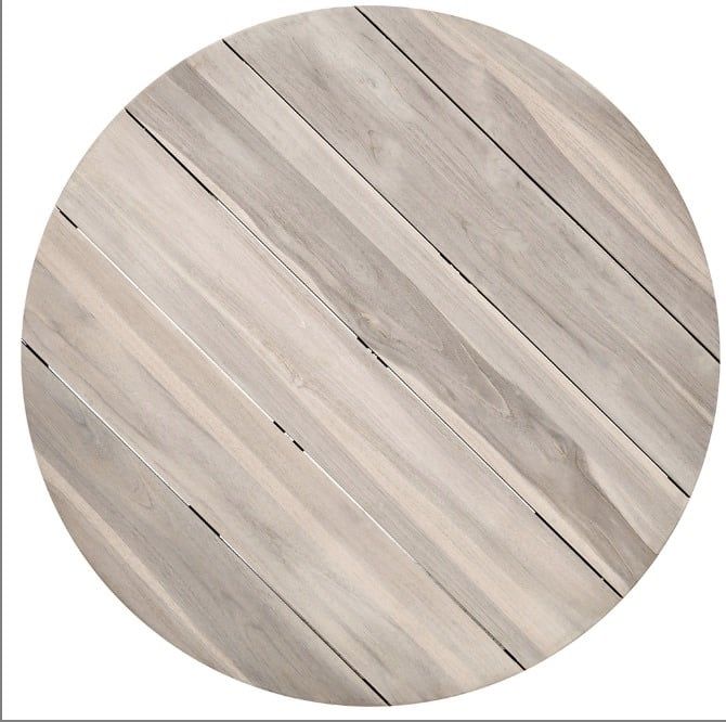 Don 39&quot; Outdoor Round Coffee Table Natural White Wash 39.4 W X 39.4 D X 15.8 H