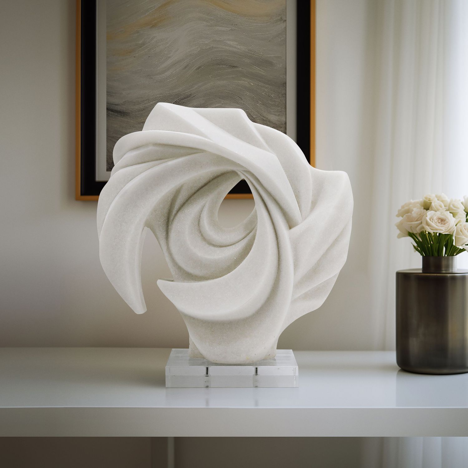 LILAH STATUARY, WHITE 14&quot;W  x 6.5 D  x 15&quot; H