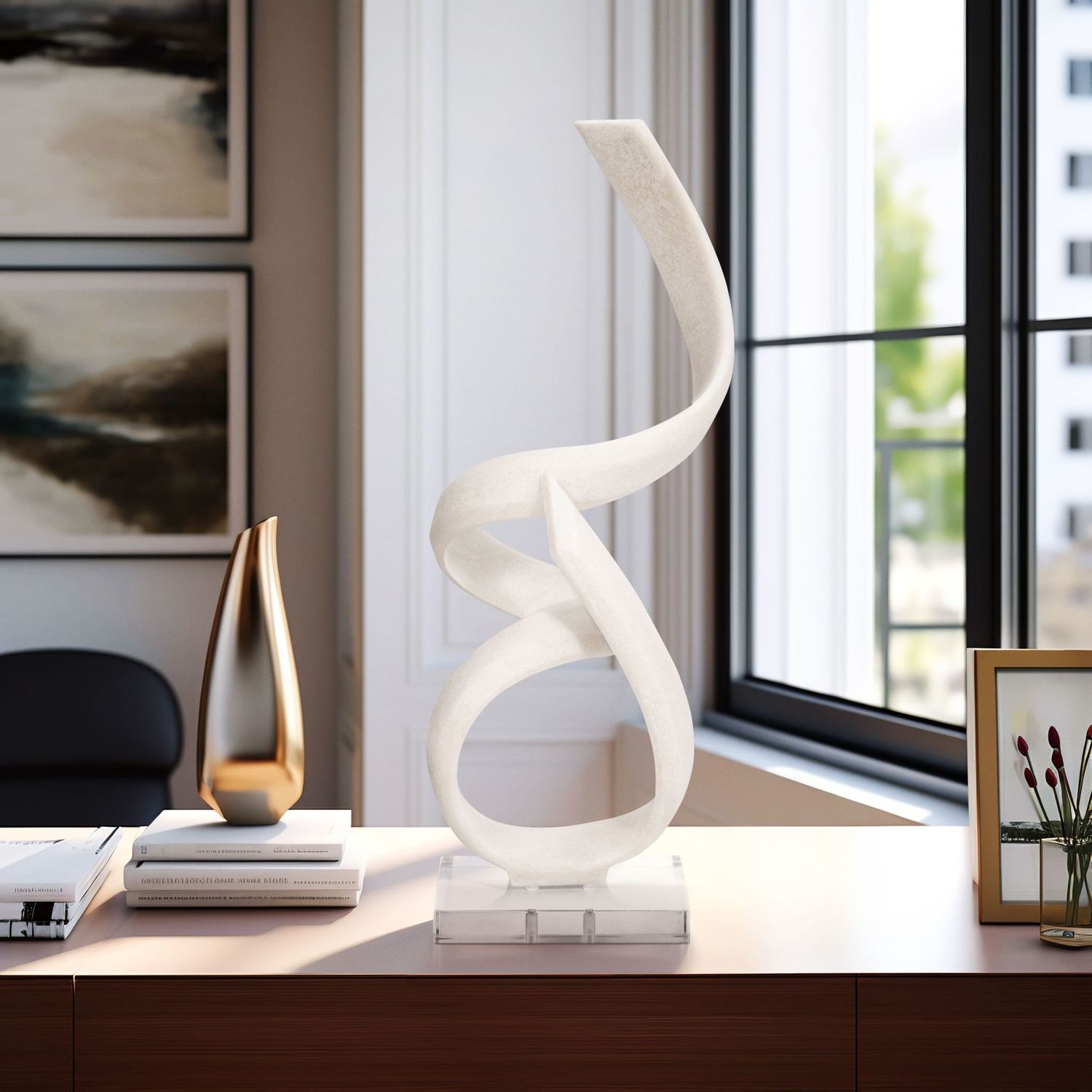 Serene White Resin Statue 27&quot;