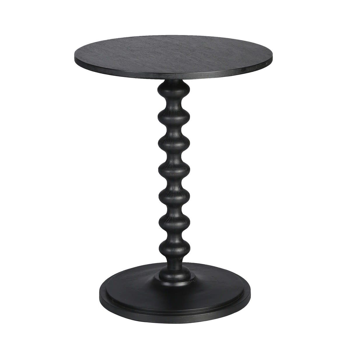 Contemporary Turned Side Table-Black-18.11x18.11x23.62