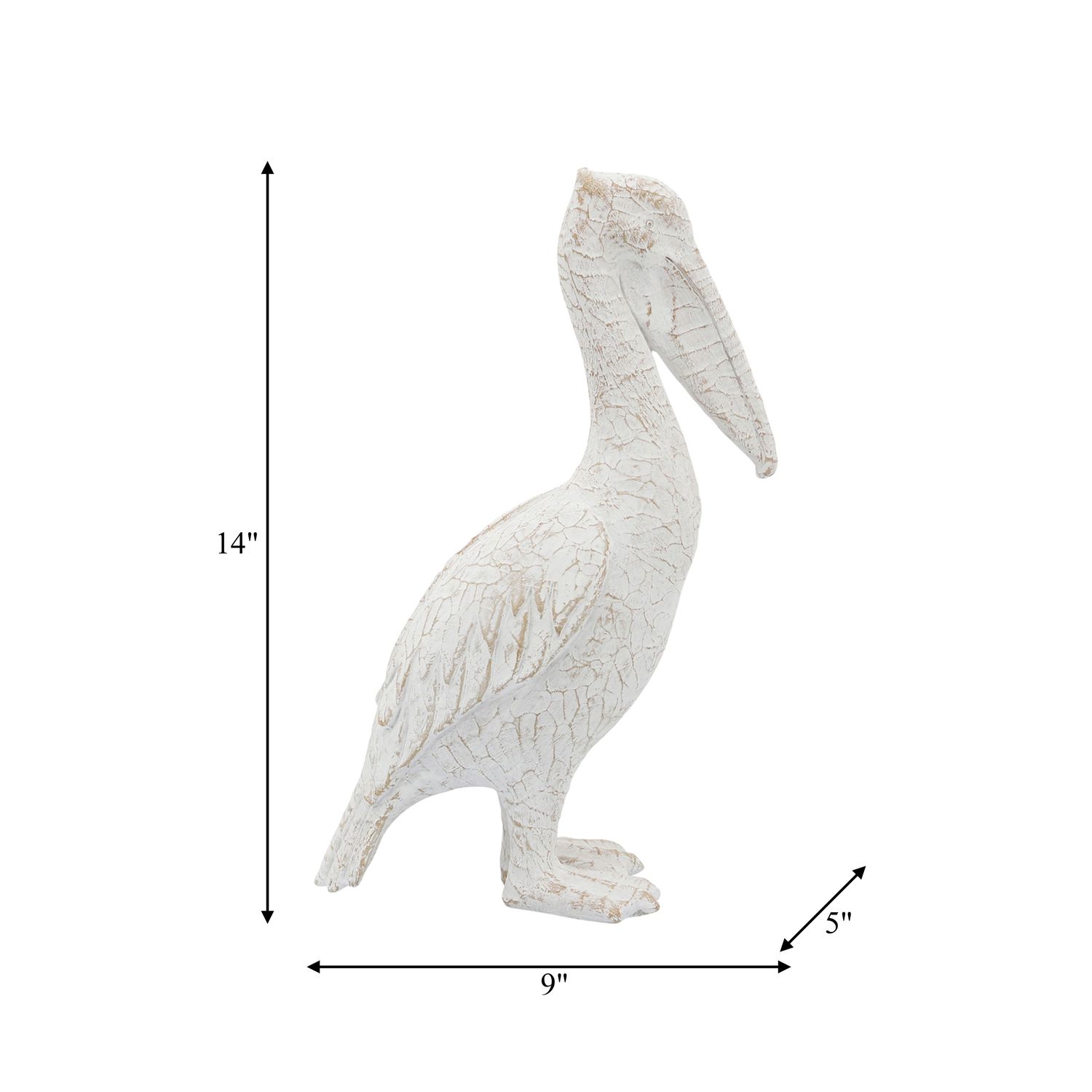CER,14&quot;H, STANDING PELICAN, WHITE