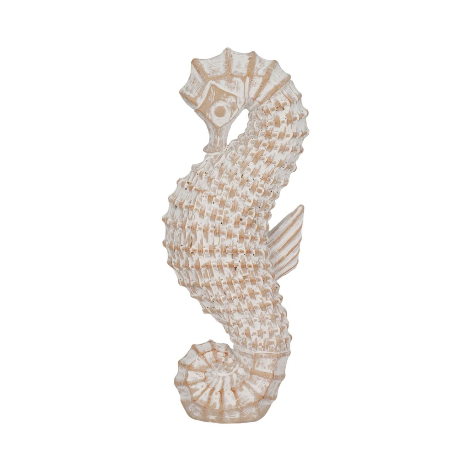 12&quot; RESIN WICKER SEAHORSE, WHITE