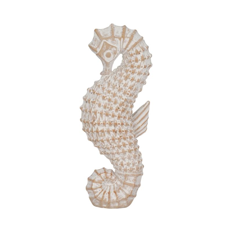 12&quot; RESIN WICKER SEAHORSE, WHITE