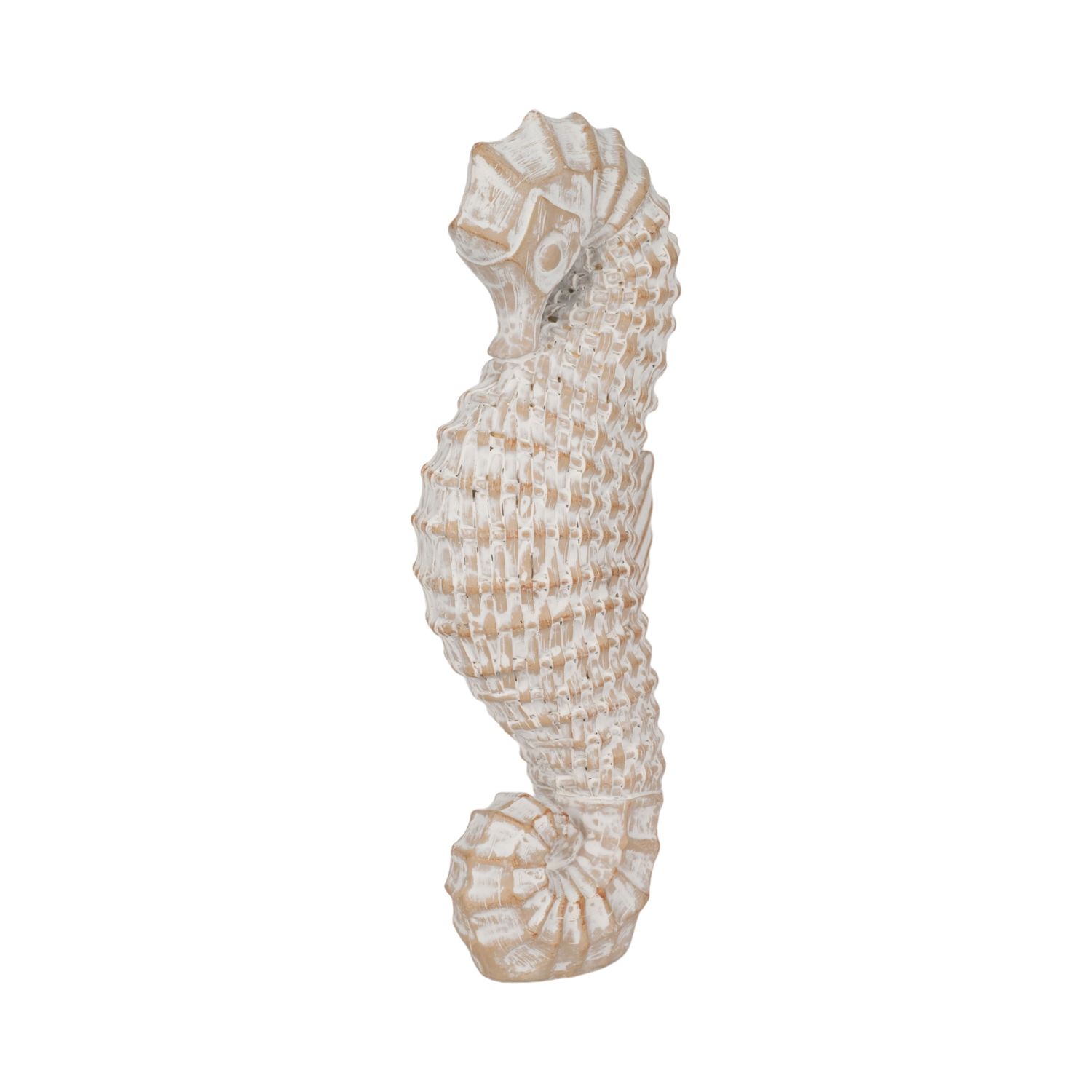 12&quot; RESIN WICKER SEAHORSE, WHITE